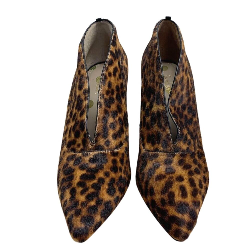 Boden Roseberry Leopard Calf Hair Ankle Boots 8.5 EU 39 Animal Print Heels